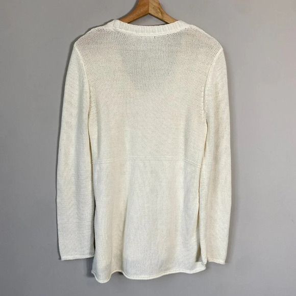 J. Jill Scoop Neck Knit Pullover Sweater Women's Medium Ivory Cozy Comfy Classic - Picture 8 of 11